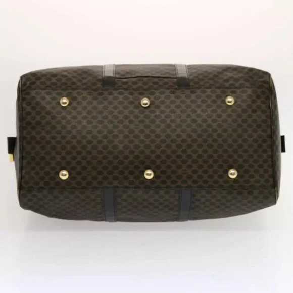 CELINE Macadam Canvas Boston Bag PVC Black Auth